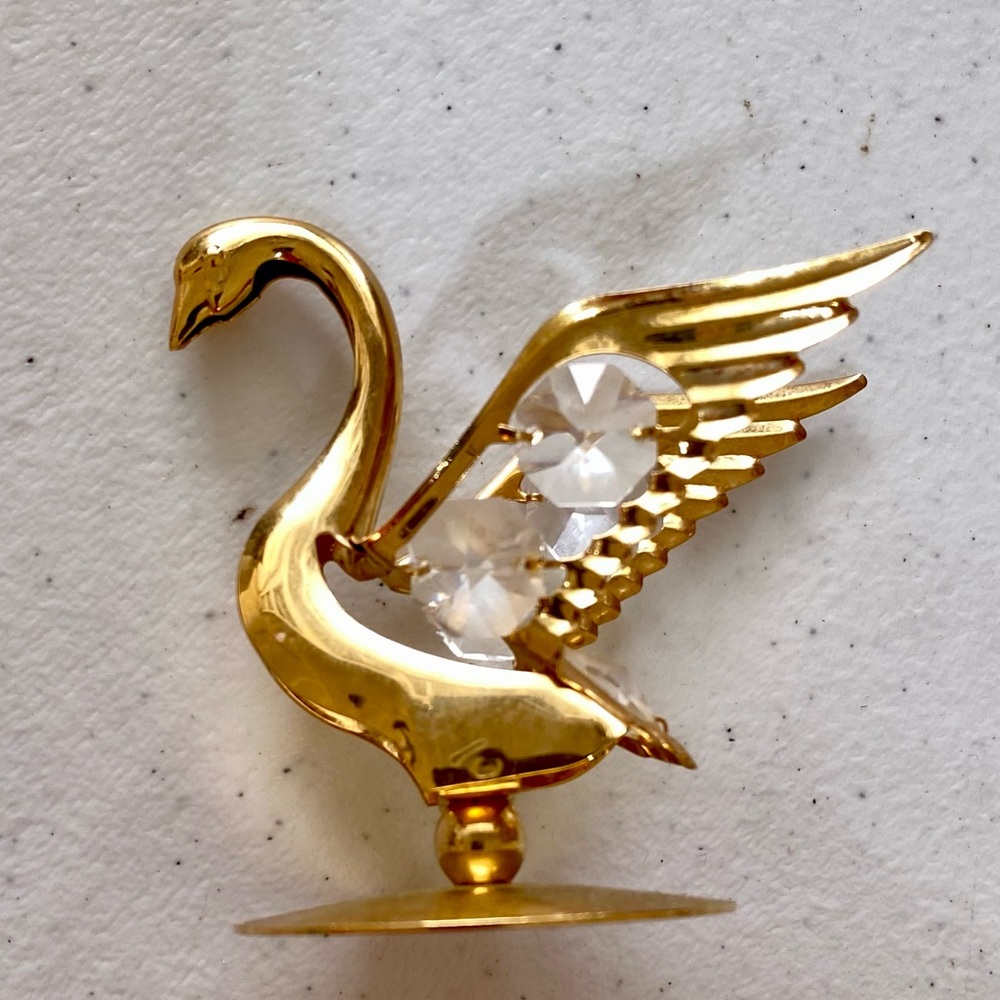Vintage Mascot Crystal Delight 1990s Gold Swan Figurine Figure